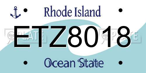 ETZ8018 Rhode Island License Plate