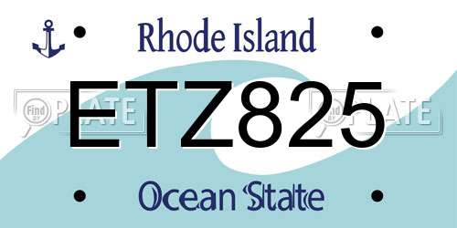 ETZ825 Rhode Island License Plate