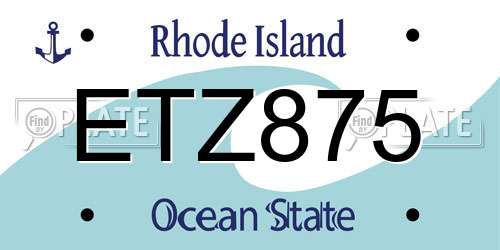 ETZ875 Rhode Island License Plate