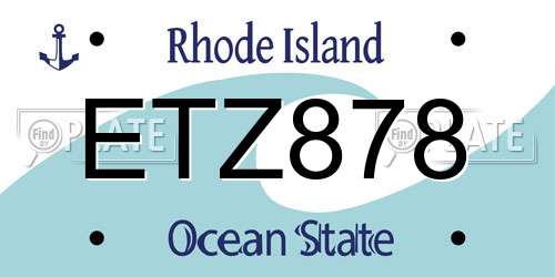 ETZ878 Rhode Island License Plate