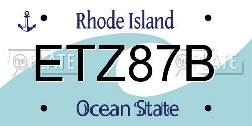 ETZ87B Rhode Island License Plate