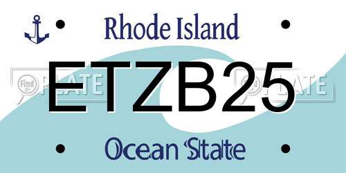 ETZB25 Rhode Island License Plate