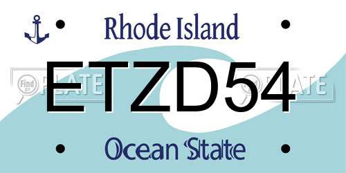 ETZD54 Rhode Island License Plate