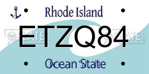 ETZQ84 Rhode Island License Plate
