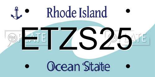 ETZS25 Rhode Island License Plate