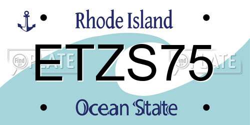 ETZS75 Rhode Island License Plate
