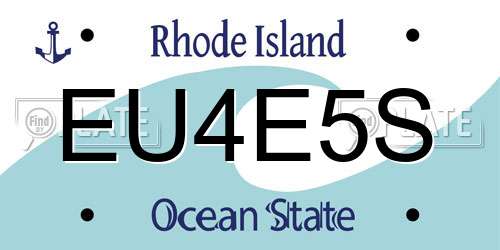 EU4E5S Rhode Island License Plate