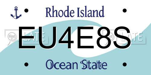 EU4E8S Rhode Island License Plate