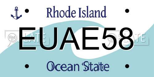 EUAE58 Rhode Island License Plate