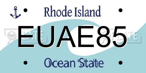 EUAE85 Rhode Island License Plate