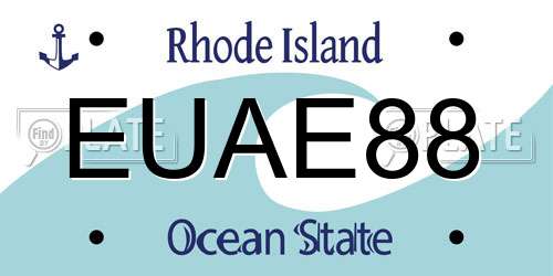 EUAE88 Rhode Island License Plate