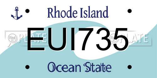 EUI735 Rhode Island License Plate