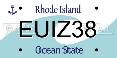 EUIZ38 Rhode Island License Plate