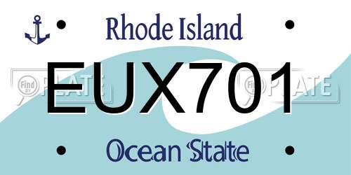 EUX701 Rhode Island License Plate