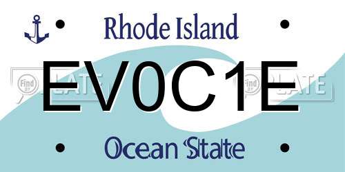 EV0C1E Rhode Island License Plate