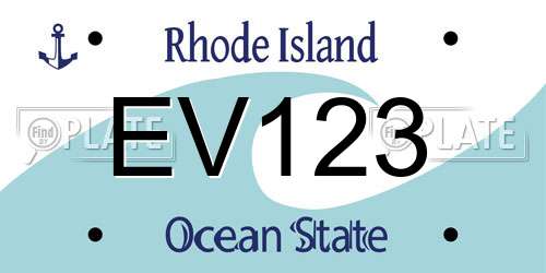 EV123 Rhode Island License Plate