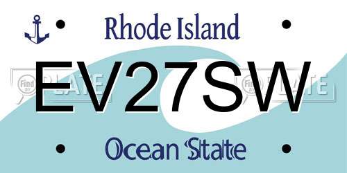 EV27SW Rhode Island License Plate
