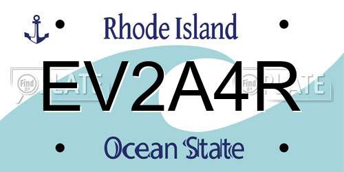 EV2A4R Rhode Island License Plate