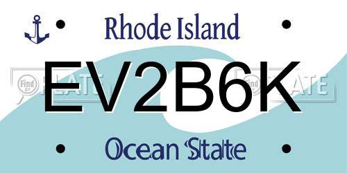 EV2B6K Rhode Island License Plate