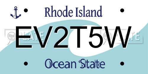 EV2T5W Rhode Island License Plate