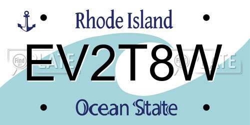 EV2T8W Rhode Island License Plate