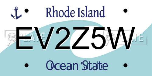 EV2Z5W Rhode Island License Plate