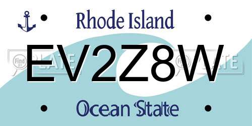 EV2Z8W Rhode Island License Plate