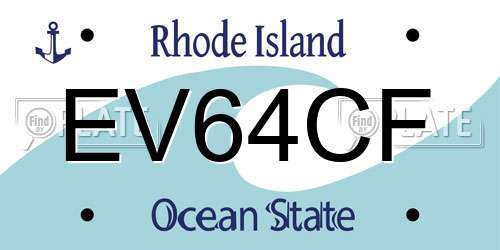 EV64CF Rhode Island License Plate