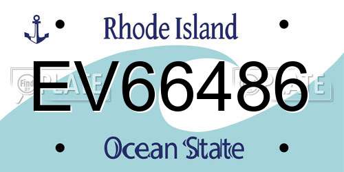 EV66486 Rhode Island License Plate