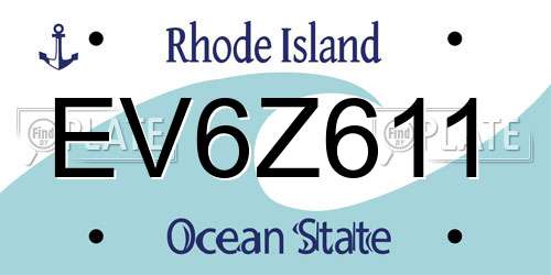 EV6Z611 Rhode Island License Plate
