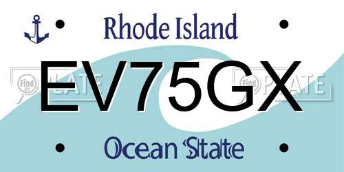EV75GX Rhode Island License Plate