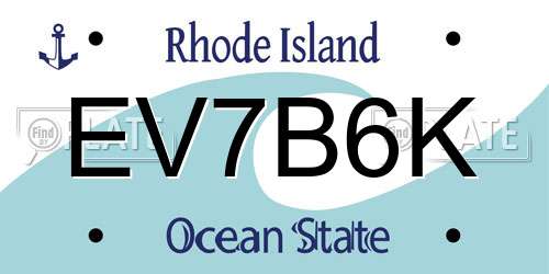 EV7B6K Rhode Island License Plate