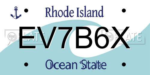 EV7B6X Rhode Island License Plate