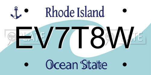 EV7T8W Rhode Island License Plate