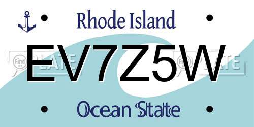 EV7Z5W Rhode Island License Plate