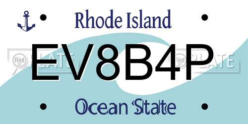 EV8B4P Rhode Island License Plate