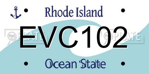 EVC102 Rhode Island License Plate