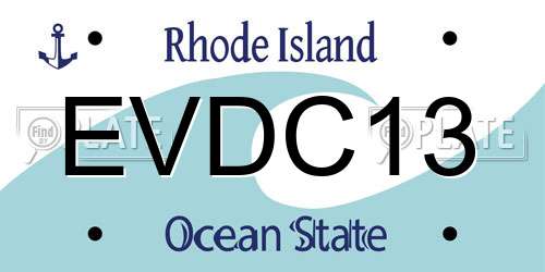 EVDC13 Rhode Island License Plate