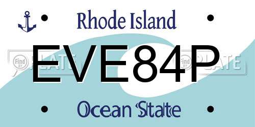 EVE84P Rhode Island License Plate