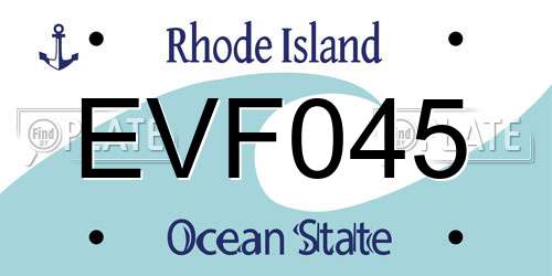 EVF045 Rhode Island License Plate