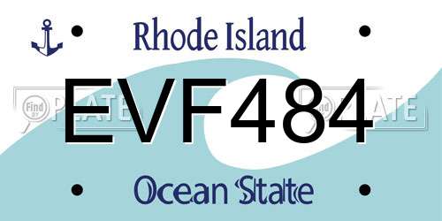 EVF484 Rhode Island License Plate