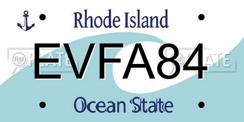 EVFA84 Rhode Island License Plate