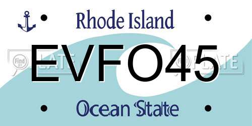 EVFO45 Rhode Island License Plate