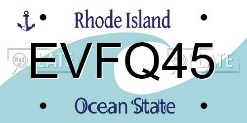 EVFQ45 Rhode Island License Plate