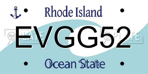 EVGG52 Rhode Island License Plate