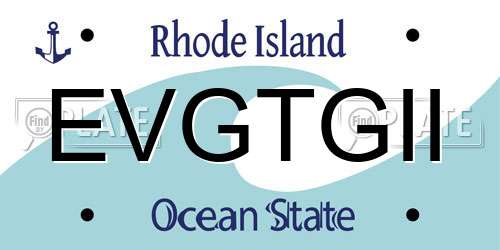 EVGTGII Rhode Island License Plate