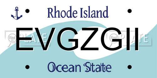 EVGZGII Rhode Island License Plate