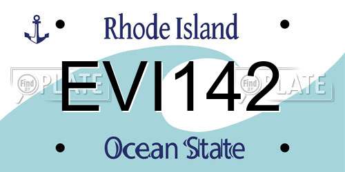 EVI142 Rhode Island License Plate