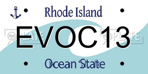 EVOC13 Rhode Island License Plate