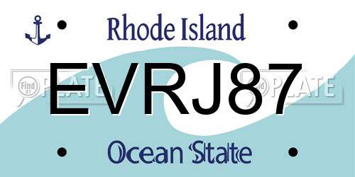 EVRJ87 Rhode Island License Plate
